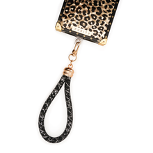 Load image into Gallery viewer, Animalier phone case with Cigno Nero, elegant black phone wristlet strap by Maison Purity