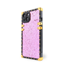 Load image into Gallery viewer, Luxury Samsung case with purple glittery pattern and gold accents by Maison Purity on a white background