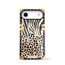 Load image into Gallery viewer, Black and gold iPhone 17 Air case with zebra and leopard print design by Maison Purity on a white background