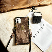 Load image into Gallery viewer, Marble iPhone Case &quot;Belle&quot; | Leather Crossbody Strap | PURITY™

