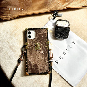 Marble iPhone Case "Belle" | Leather Crossbody Strap | PURITY™