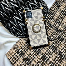 Load image into Gallery viewer, iPhone Case with Ring "Excelsior" | White Checkered Phone Case | PURITY