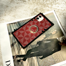Load image into Gallery viewer, iPhone Case with Ring "Prestige" | Burgundy Checkered Phone Case | PURITY