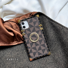 Load image into Gallery viewer, iPhone Case with Ring "Role Model" | Brown Checkered Phone Case | PURITY