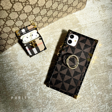 Load image into Gallery viewer, iPhone Case with Ring "Role Model" | Brown Checkered Phone Case | PURITY
