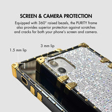 Load image into Gallery viewer, Motorola Case with Ring "Quartz" | White Glitter Square Phone Case | PURITY