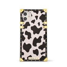 Load image into Gallery viewer, iPhone Case with Ring "Chaos" | Cow print square iPhone case by PURITY