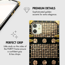 Load image into Gallery viewer, Black and gold houndstooth iPhone case "Jolie" by PURITY