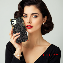 Load image into Gallery viewer, Black Glitter iPhone case "Minuit" by PURITY