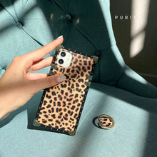 Load image into Gallery viewer, iPhone Case with Ring "Power" | Cheetah print square iPhone Case by PURITY