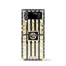 Load image into Gallery viewer, Yang - Black and gold striped Samsung Galaxy Z Flip 7 Case by PURITY