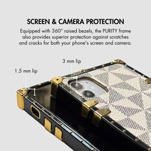 Load image into Gallery viewer, iPhone Case with Ring "Excelsior" | White Checkered Phone Case | PURITY