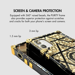 Samsung Case with Ring "Emera" by PURITY™ | Gold and black geometric phone case for Samsung