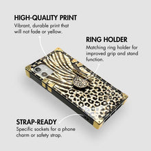 Load image into Gallery viewer, Samsung Phone Case with Ring &quot;Goddess&quot; by PURITY | Gold and black animal phone case for Samsung
