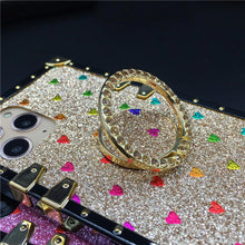 Load image into Gallery viewer, Motorola Case with Ring "Adoration" | Romantic Gold Glitter Square Phone Case | PURITY