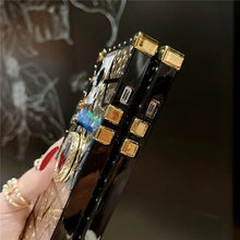 Load image into Gallery viewer, Motorola Case with Ring "Emera" | Square Phone Case | Geometric Gold and Black Design | PURITY