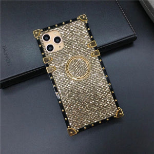 Motorola Case with Ring "Pyrite" | Gold Glitter Square Phone Case | PURITY
