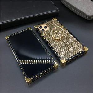 Motorola Case with Ring "Pyrite" | Gold Glitter Square Phone Case | PURITY