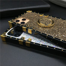 Load image into Gallery viewer, Motorola Case with Ring &quot;Pyrite&quot; | Gold Glitter Square Phone Case | PURITY
