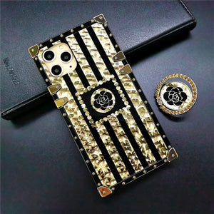 Motorola Case with Ring "Yang" | Geometric Gold Square Phone Case | PURITY