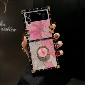 Samsung Galaxy Z Flip4 5G Square Case "Pink Hibiscus Ring"