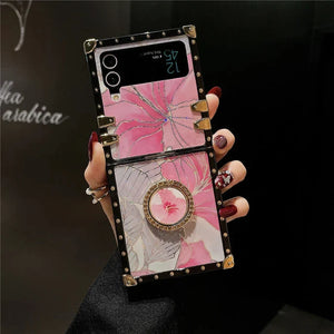 Samsung Galaxy Z Flip5 5G Square Case "Pink Hibiscus Ring"