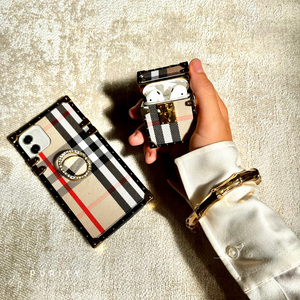 iPhone Case with Ring "British Luxe" | Checkered Phone Case | PURITY