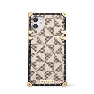 iPhone Case with Ring "Excelsior" | White Checkered Phone Case | PURITY