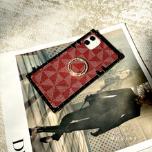 Load image into Gallery viewer, iPhone Case with Ring &quot;Prestige&quot; | Burgundy Checkered Phone Case | PURITY
