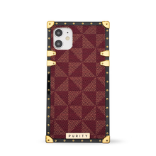 Load image into Gallery viewer, iPhone Case with Ring &quot;Prestige&quot; | Burgundy Checkered Phone Case | PURITY
