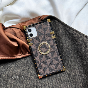 iPhone Case with Ring "Role Model" | Brown Checkered Phone Case | PURITY