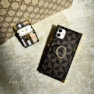 iPhone Case with Ring "Role Model" | Brown Checkered Phone Case | PURITY
