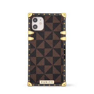 iPhone Case with Ring "Role Model" | Brown Checkered Phone Case | PURITY