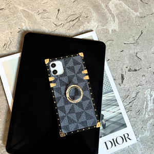 iPhone Case with Ring "Success" | Grey Checkered Phone Case | PURITY