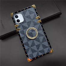 Load image into Gallery viewer, iPhone Case with Ring &quot;Success&quot; | Grey Checkered Phone Case | PURITY

