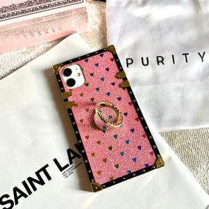 iPhone case with Ring "Tenderness" by PURITY™ | Pink glitter iPhone case