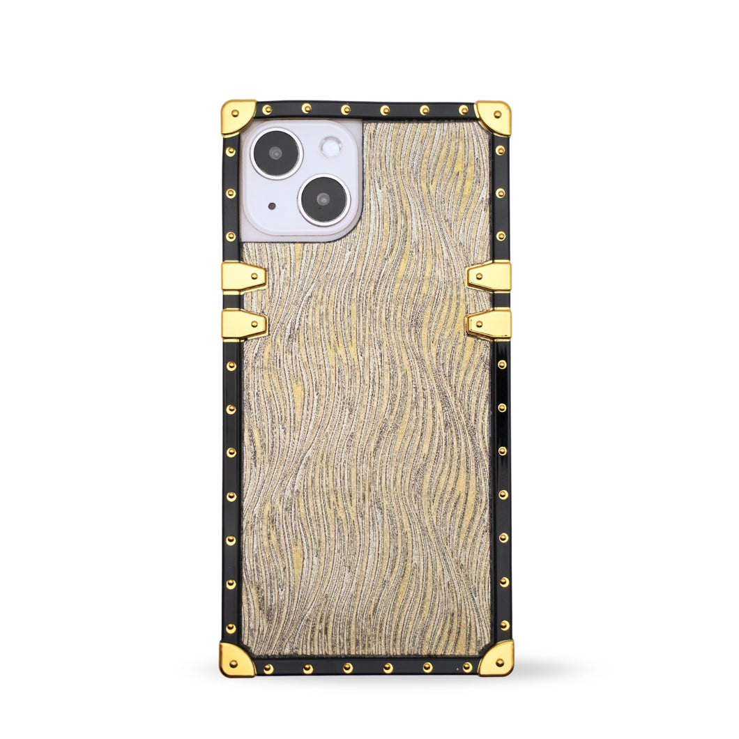 Luxury golden iPhone case with textured finish by PURITY.