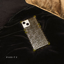 Load image into Gallery viewer, Luxury Samsung phone case with gold geometric pattern by Maison Purity.
