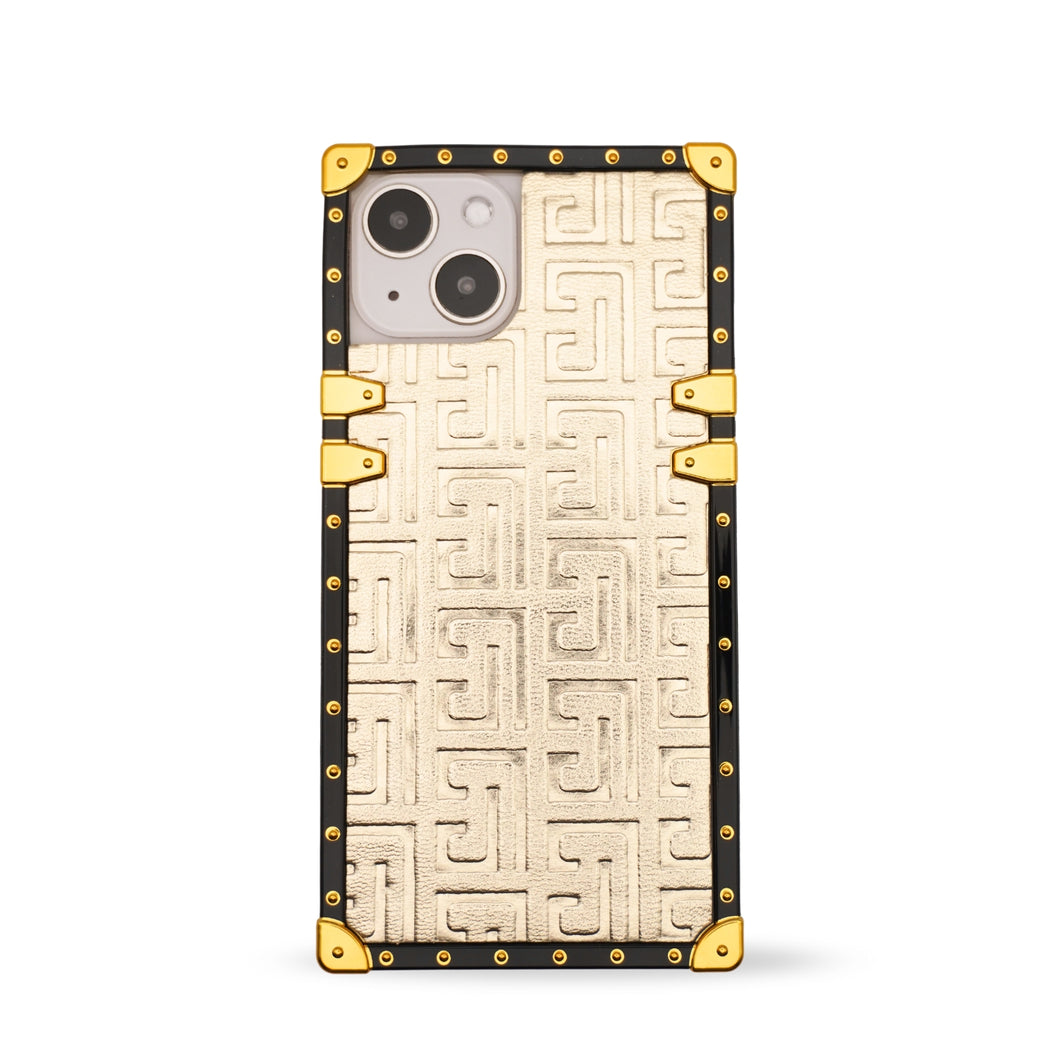 Luxury Samsung phone case with gold geometric pattern by Maison Purity.