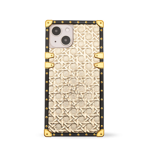 Luxury golden Samsung phone case with woven design by PURITY.