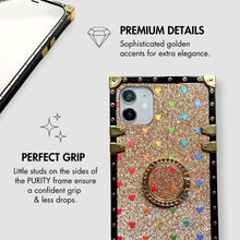 Load image into Gallery viewer, Motorola Case with Ring &quot;Adoration&quot; | Romantic Gold Glitter Square Phone Case | PURITY
