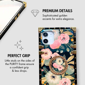 Motorola Case "Aphrodite Ring" - Floral phone case with square design and ring holder by PURITY