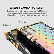 Load image into Gallery viewer, Motorola Case with Ring &quot;Infatuation&quot; | Romantic Rainbow Glitter Square Phone Case | PURITY
