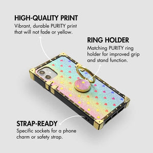 Motorola Case with Ring "Infatuation" | Romantic Rainbow Glitter Square Phone Case | PURITY