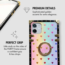 Load image into Gallery viewer, Motorola Case with Ring &quot;Infatuation&quot; | Romantic Rainbow Glitter Square Phone Case | PURITY
