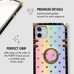 Motorola Case with Ring "Infatuation" | Romantic Rainbow Glitter Square Phone Case | PURITY
