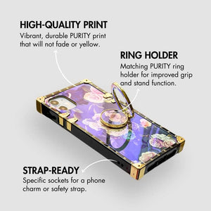 Motorola Case with Ring "Iris" | Floral Square Phone Case | PURITY