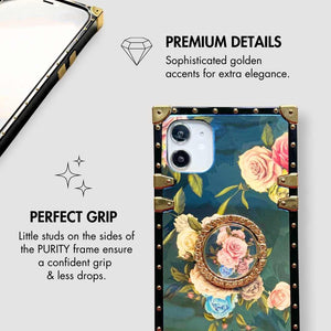 Motorola Case with Ring "Iris" | Floral Square Phone Case | PURITY