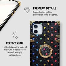 Load image into Gallery viewer, Motorola Case with Ring &quot;Passion&quot; | Romantic Black Glitter Square Phone Case | PURITY
