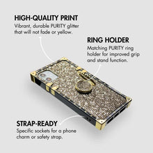 Load image into Gallery viewer, Motorola Case with Ring &quot;Pyrite&quot; | Gold Glitter Square Phone Case | PURITY
